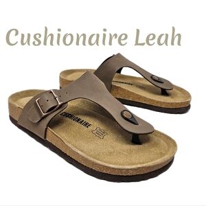 Cushionaire Slip On Sandels Womens Sz 6.5M Leah Tan Cork Footbed + Comfort